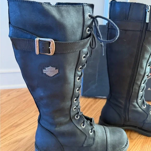 Harley-Davidson Black Tall Lace-Up Boots - Picture 3 of 4